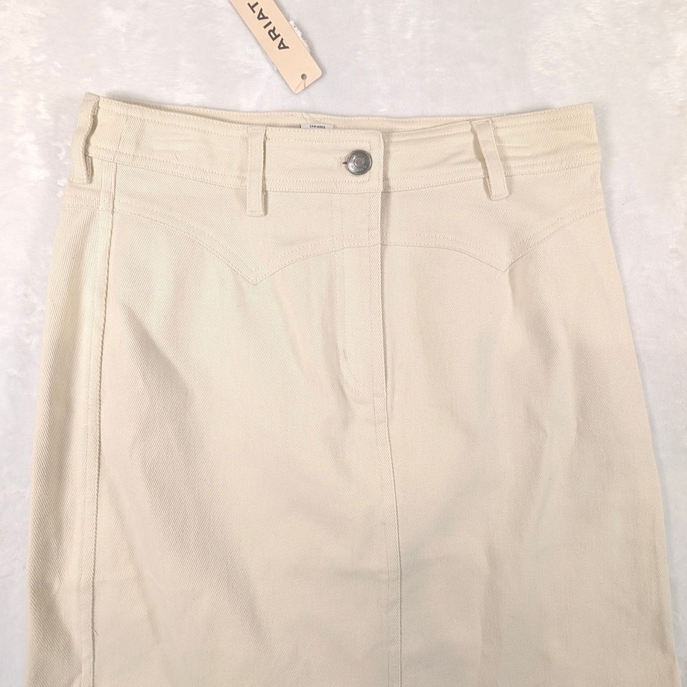 Ariat Rachel Skirt Cream Denim Western Midi Pencil Slit Cowgirl Size 4 NWT